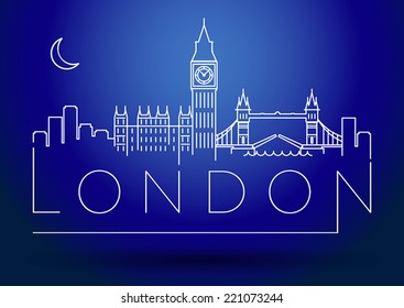 London City Skyline Modern Typographic Design
