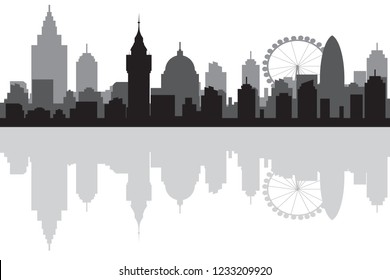 London city skyline silhouette background vector illustration