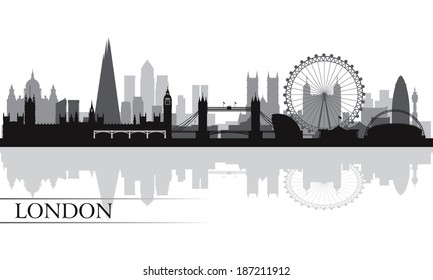 London city skyline silhouette background, vector illustration 
