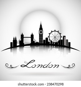 London City skyline silhouette background with Typographic Design. eps10 vector