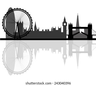 London city skyline silhouette background, vector illustration