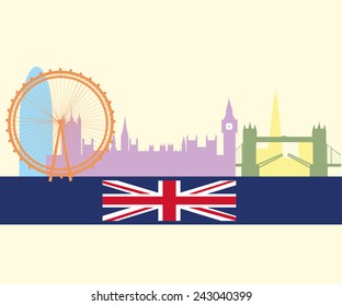 London city skyline silhouette background, vector illustration