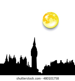 London city skyline silhouette background, vector illustration