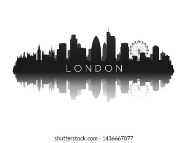 London city skyline silhouette with reflection vector illustration