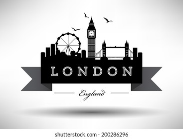 London City Skyline with Typographic Design 