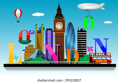 London  city skyline vector background. Flat trendy illustration.