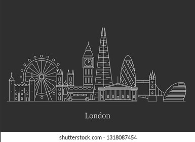 London city skyline. Vector line art illustration