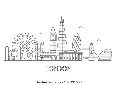 London City Skyline Vector Line Art Stock Vector (Royalty Free ...