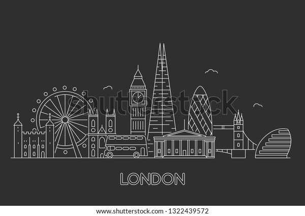 London City Skyline Vector Line Art 스톡 벡터(로열티 프리) 1322439572 | Shutterstock