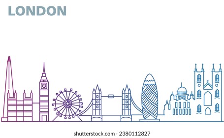 London city skyline vector simple line art illustration