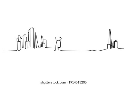 london city skyline-continuous one line drawing