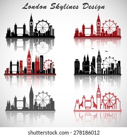 London City Skylines set with Typographic Design. eps10 vector