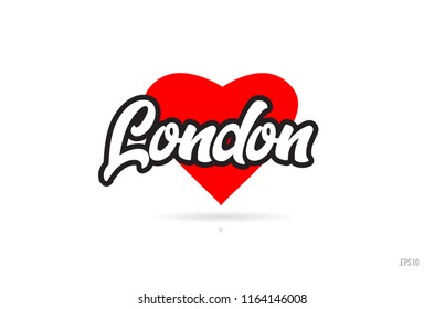 london city text design with red heart typographic icon design suitable for touristic promotion