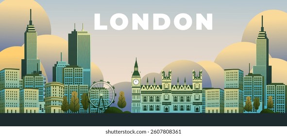 London city travel background illustration landscape