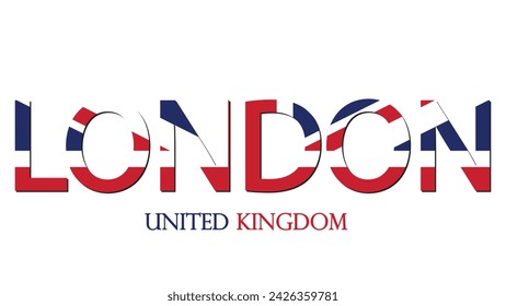 London city in the United Kingdom. London text with United kingdom flag concept vector illustration