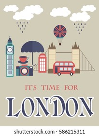 London City United Kingdom. Travel and tourism background. Vector illustration