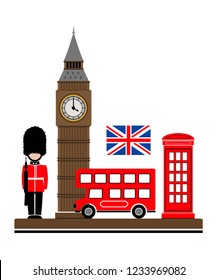 London city. Vector illustration with London symbols. Eps 10