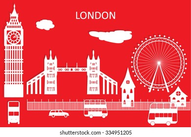 London city vector skyline in style of paper cut.