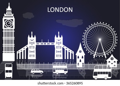 London city vector skyline in style of paper cut.