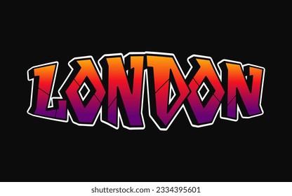 London city word trippy psychedelic graffiti style letters.Vector hand drawn doodle cartoon logo London illustration. Funny cool trippy letters, fashion, graffiti style print for t-shirt, poster