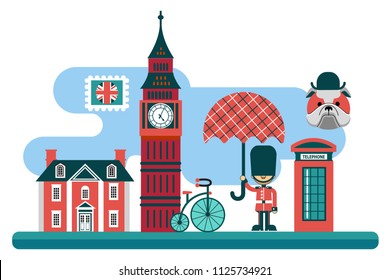 London cityline vector illustration in flat style