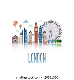 London cityscape abstract  . Vector flat illustration .