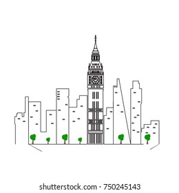 London cityscape isolated on white background, Vector illustration