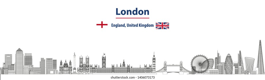 London cityscape line art style vector  illustration