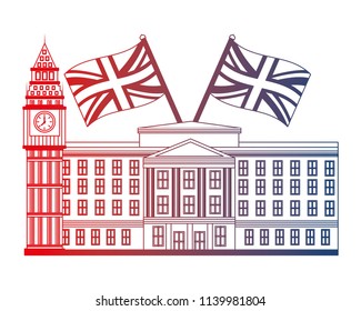 london clock station with flags icon