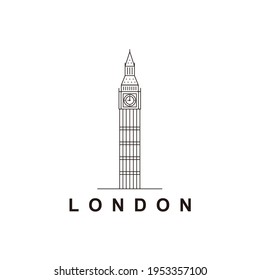 Diseño del logotipo de la torre del reloj en Londres ilustración vectorial