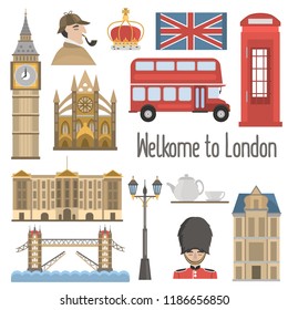 London color flat icons set