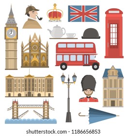 London color flat icons set