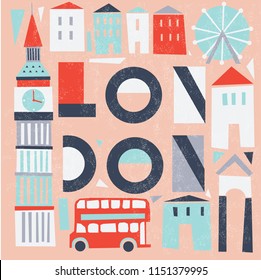 London. Colorful Print Design