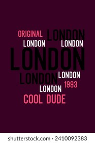 london cool dude,t-shirt design varsity fashion vector