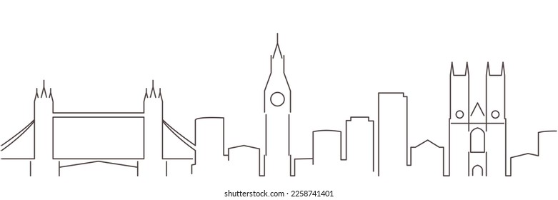 London Dark Line Simple Minimalist Skyline With White Background