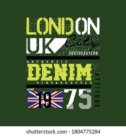 london denim vintage style graphic typography t shirt vector illustration