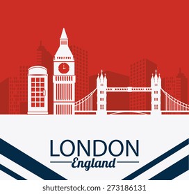 London design over red background, vector illustration.
