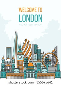 London detailed Skyline. Vector line illustration