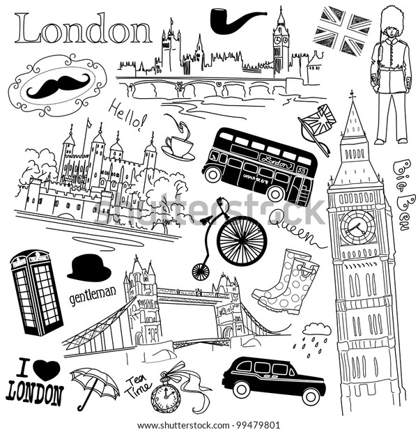 London Doodles Stock Vector (Royalty Free) 99479801