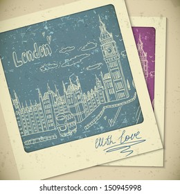 London doodles drawing landscape in vintage style 