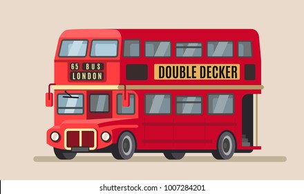 London double decker city bus transportation in vector flat style.