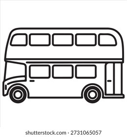 Icono de Vector de autobús de dos pisos de Londres - Ilustración minimalista de arte de línea de autobús de tránsito urbano de dos pisos - Símbolo de Transporte público Urbana