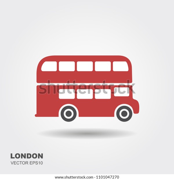 London\
double-decker flat red bus. Vector\
icon