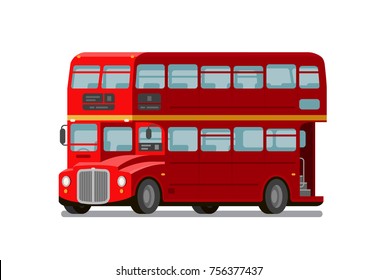 London double-decker red bus. England symbol. Vector flat illustration