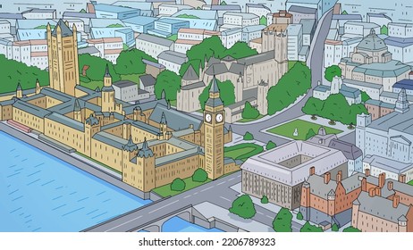 London From Drone View Cartoon Illustration. Vector Drawing EPS 10
City From Drone.