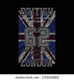 london england british denim graphic vector with abstract flag design typographic good for t shirt print