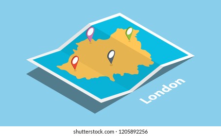 london england capital british explore maps with isometric style and pin location tag on top vector illustration