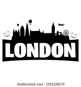 London England. City Skyline. Silhouette Banner City. Design Vector. Famous Monuments.