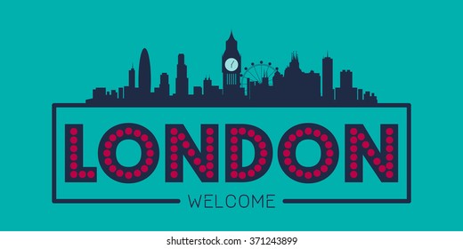 London England city skyline silhouette vector design