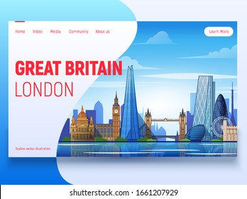 london (England) city skyline vector at white background. Flat vector illustration. Business travel and tourism concept with modern buildings. Image for banner or web site.